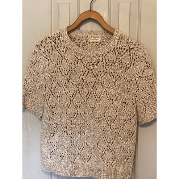 Handmade Tan Brown Knit Women's S Sweater Hand Knit Vintage - Picture 3 of 5